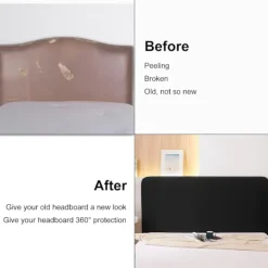 Sängar>1 st Stretch Sänggavelöverdrag Tjockt Tyg Enfärgat Dammtätt Sänghuvudskydd Överdrag för Sovrumsinredning (Svart, 119-140 cm)