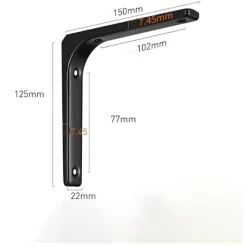 Hyllor>2 STK Kraftiga L-formade Hyllkonsoler, 150x125mm, Svarta Vägghyllstöd med Skruvar