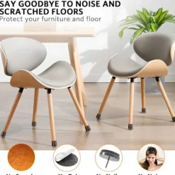 Stolar>32 Stolsbensskydd, Små Stolsbensskydd Svart Silikon Golvskydd med Filtkuddar, för Hårdträ- och Klinkergolv, Inget Ljud (19-23mm)