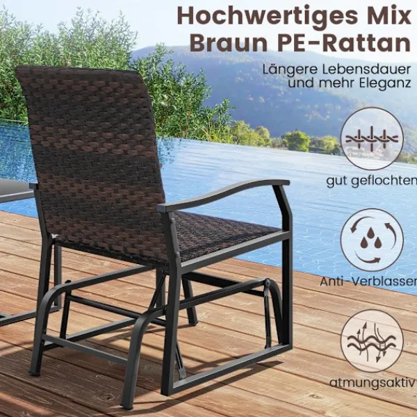 Northio Balkongmöbler>3 stycken Balkongmöbler i rotting Balkongset med 2 stolar & bord Trädgårdsmöbler med vadderad sits