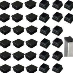 Stolar>32 stycken lamelllock för fyrkantsrör 40 x 40 mm, svarta plastfyrkanter, fyrkantiga lock för metallprodukter/stolar/soffor/bord/NC/