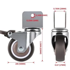 Balkongmöbler>4 svängbara hjul med broms 2" med 3/4" U-fäste