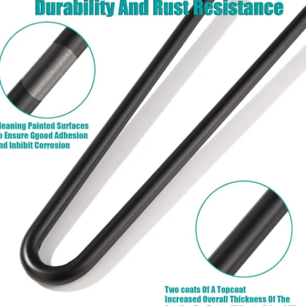 Soffbord>4 tum hårnålsben, kraftiga metallbordsben för skåp, garderob, TV-skåp, lådor, nattduksbord, 3/8" diameter satin svart tvåstångs järntrådsben