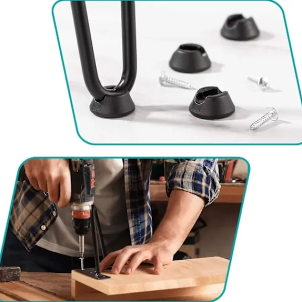 Soffbord>4 tum hårnålsben, kraftiga metallbordsben för skåp, garderob, TV-skåp, lådor, nattduksbord, 3/8" diameter satin svart tvåstångs järntrådsben