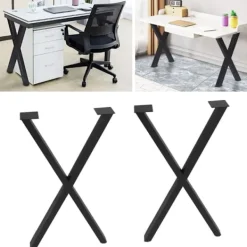 Matbord>28 tum X-formade metallbordsben för matbord, industriell stil, med justeringsdynor, matt svart KLB