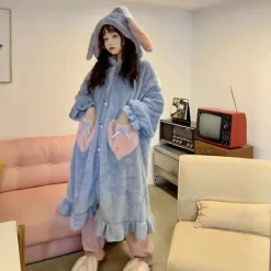 Småbord>2024-2022 Vinter Kawaii Sanrio Pyjamas Animation Kuromi Cinnamoroll My Melody Handduk Plysch Varma Och Bekväma Pyjamabyxor Set 15