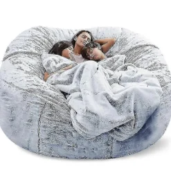 NICEGOU Sittsäckar>(135 x 65cm-snö mörkgrå) Lazy Soffa Sittsäck Konstgjord Päls Sittsäck (endast sittsäckar)