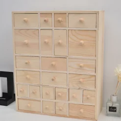 Byråer>Adventskalender i trä med 24 lådor, skrivbordsorganisatör för hantverksförvaring