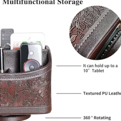 Kontorsmöbler>Antik Läder Fjärrkontrollhållare, 360 Graders Roterande Skrivbords TV Fjärrkontrollförvaring/Låda