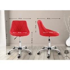 BellaFurn Kontorsmöbler>Arbetspall - Bekväm säte - Höjdjusterbar, roterbar och ergonomisk design Färg: Röd | Material: damm