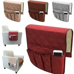 Fåtöljer>Armstödsorganisatör TV Fjärrkontrollhållare 5 Fickor Förvaring för Soffa Fåtölj