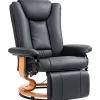 Northio Fåtöljer>Avslappningsfåtölj vridbar tv-fåtölj med liggfunktion och fotstöd kan rymma upp till 150 kg, tv-fåtölj av konstläder i svart för vardagsrum