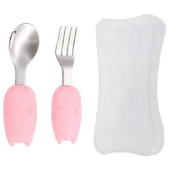 Matgrupper>Babyskeds- och gaffelset – silikon och rostfritt stål – set med bestick för barn och småbarn