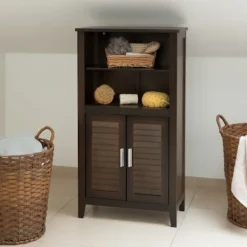 B2X Skåp>Badrumsskåp mörkbrun LAMELL