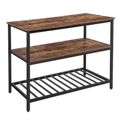 Vasagle Köksö>Bakbord / Köksö med 2 hyllor - Rustik Brun/svart