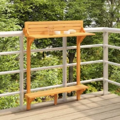 vidaXL Balkongmöbler>Balkongbord 90x37x122,5 cm massivt akaciaträ
