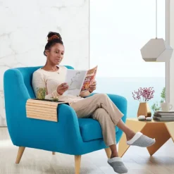 Northix Småbord>Bambu soffarmsbricka med halkfria kuddar