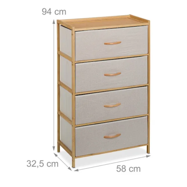 Northix Byråer>Bambuförvaringsenhet med 4 tyglådor