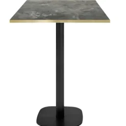 Matbord>Barbord 60 x 60 cm - Rund modell, metallisk sten med mässingskanter