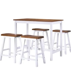 vidaXL Matgrupper>Barbord med barstolar 5 delar massivt trä