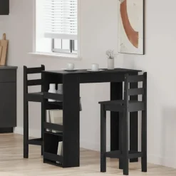 vidaXL Matgrupper>Barbord med förvaringshylla svart ek 102x50x103,5 cm