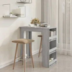 vidaXL Matgrupper>Barbord med förvaringshyllor grå 102x50x103,5cm konstruerat trä