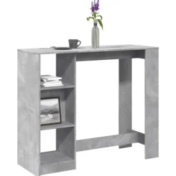 vidaXL Balkongmöbler>Barbord med hylla betonggrå 124x46x103,5 cm konstruerat trä