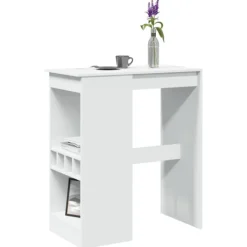 vidaXL Balkongmöbler>Barbord med hyllor vit 90x47,5x103,5 cm konstruerat trä