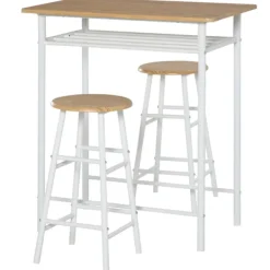 Northio Matgrupper>Barbord Med Stolset Köksbord Och Stolar Med Halkfri Dörrmatta, Barbord & Barstol Med Förvaringshylla, Mdf/Stål