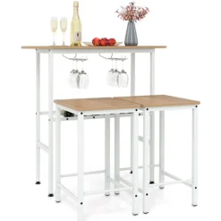 Northix Matgrupper>Barbordsset för 2 med vinglas och flaskhållare