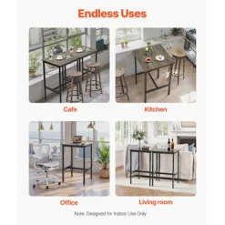 DUOKU Balkongmöbler>Bar--610 x 610 x 914 mm- Hög Bord med Stabil Metallstruktur - Smalt och Långt Kontorsbord för Cocktails