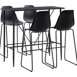 vidaXL Matgrupper>Bargrupp 5 delar plast svart