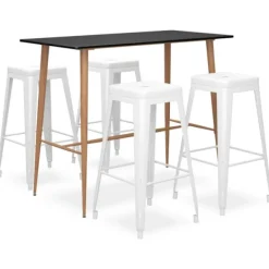 vidaXL Matgrupper>Bargrupp 5 delar svart och vit