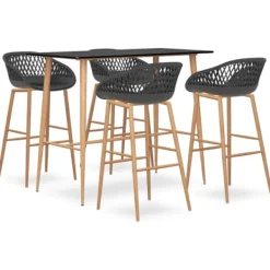 vidaXL Matgrupper>Bargrupp 5 delar svart och grå