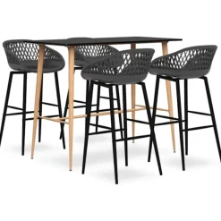 vidaXL Matgrupper>Bargrupp 5 delar svart och grå