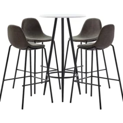 vidaXL Matgrupper>Bargrupp 5 delar tyg mörkgrå