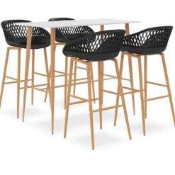 vidaXL Matgrupper>Bargrupp 5 delar vit och svart