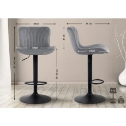 BellaFurn Stolar>Barstol - Running Stool - Hög sittkomfort, justerbar, robust och snygg ögon -catcher | Färg: Mörkgrått material: Mjukt
