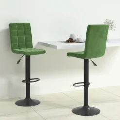 vidaXL Stolar>Barstolar 2 st mörkgrön sammet