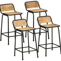 vidaXL Stolar>Barstolar 4 st 46x35,5x80 cm massivt trä grov mango