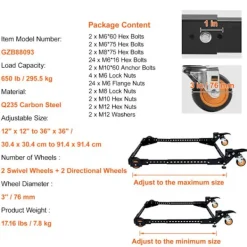 DUOKU Balkongmöbler>Basmobil - - GZB88093 - Kapacitet 295,5 kg - Justerbar 12x12 till 36x36 - Kolsyrat stål Q235