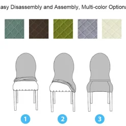 Stolar>(Beige) Specialformad matbordsstolöverdrag, runt ryggstöd helt inslaget enfärgat stolsöverdrag