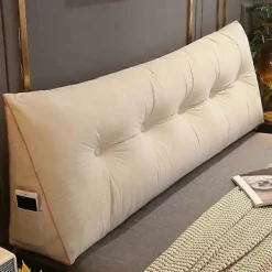 Sängar>Bekväm ländryggskudde sängkudde läskudde triangulär sänggavelkudde sängkilkudde stor läskudde 100x50x20cm, Beige