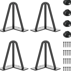 Balkongmöbler>3-bens bordsben, lämpliga för soffbord, matbord, sängbord, höjd 15 cm (Svart, 4 stycken)