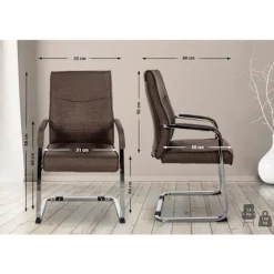 BellaFurn Kontorsmöbler>Besöksstol - Värdstol - Hög sittplatskomfort, ergonomisk design, Artificiellt läder/tygalternativ | Färg: Brun | Material: damm