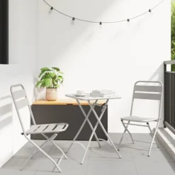 vidaXL Balkongmöbler>Bistroset 3 pcs Beige Stål