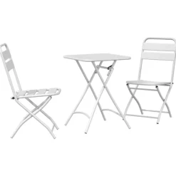 vidaXL Balkongmöbler>Bistroset 3 pcs Vit Stål