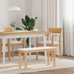 vidaXL Matgrupper>Bänk 90 cm vit massivt trä gummi