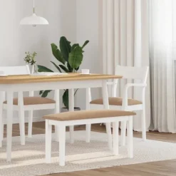 vidaXL Matgrupper>Bänk 90 cm vit massivt trä gummi