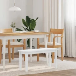 vidaXL Matgrupper>Bänk 90 cm vit massivt trä gummi